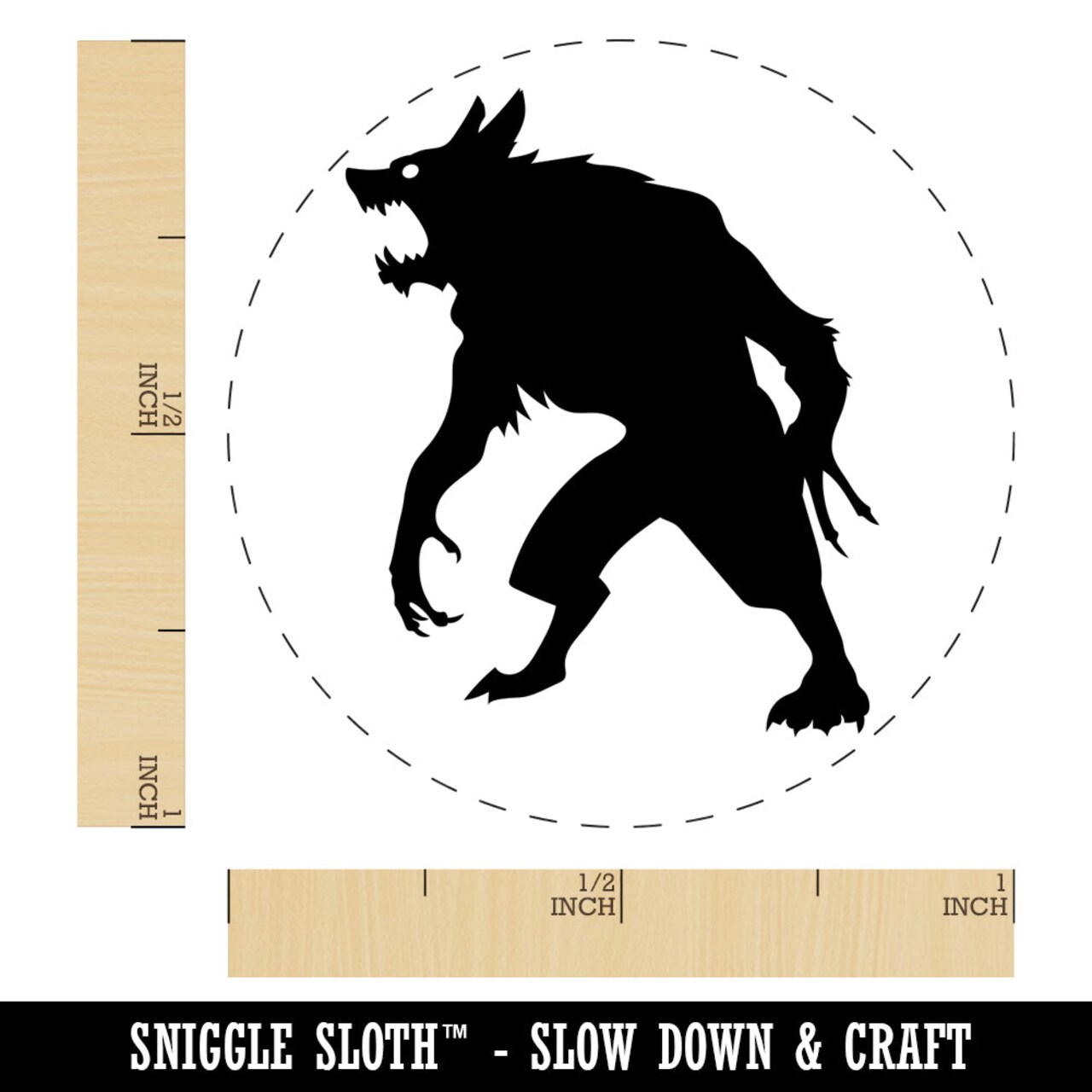 Ferocious Werewolf Monster Halloween Self-Inking Rubber Stamp for Stamping Crafting Planners